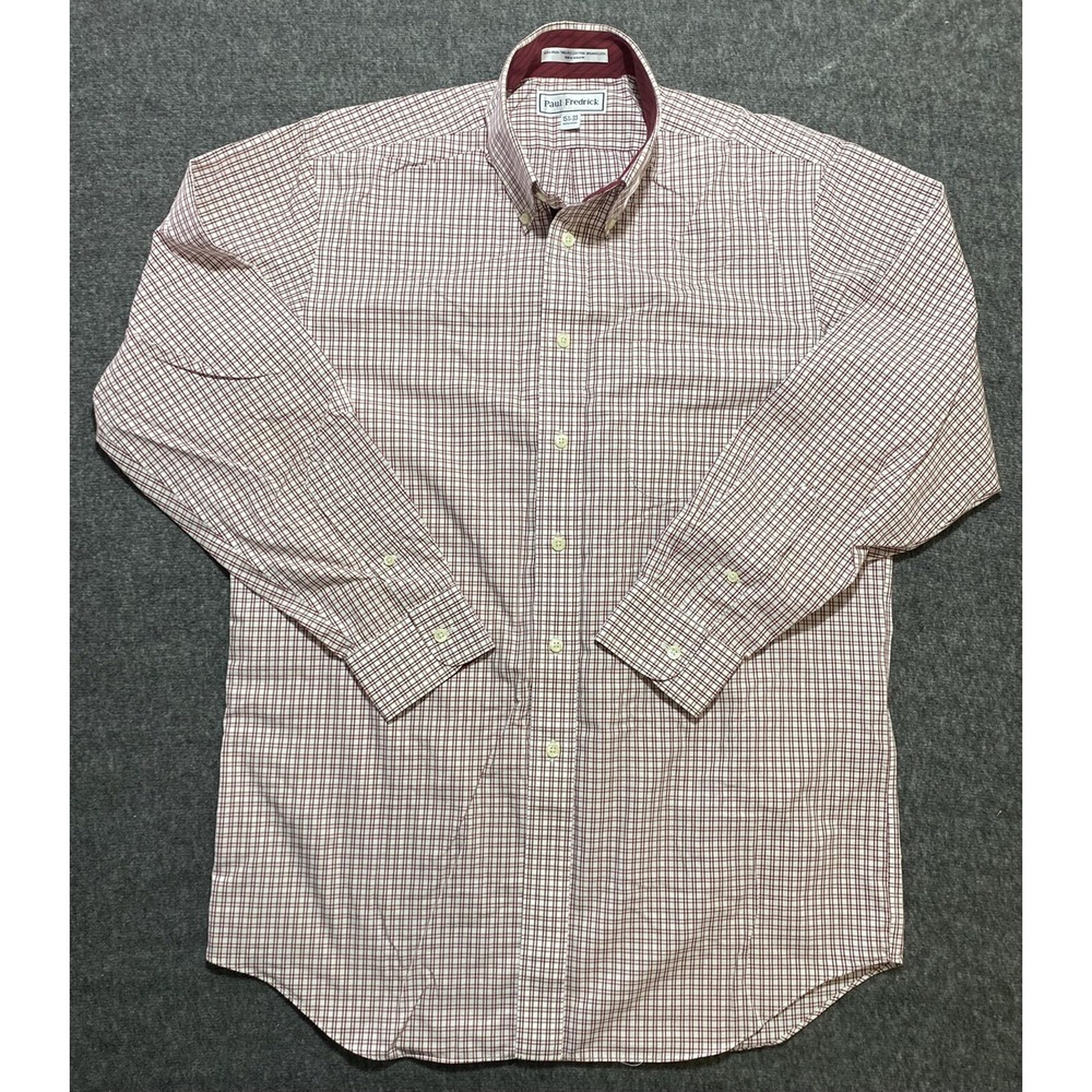 Paul Frederick Long Sleeve Shirt Linen Band Collar Size 15-1/2-33
